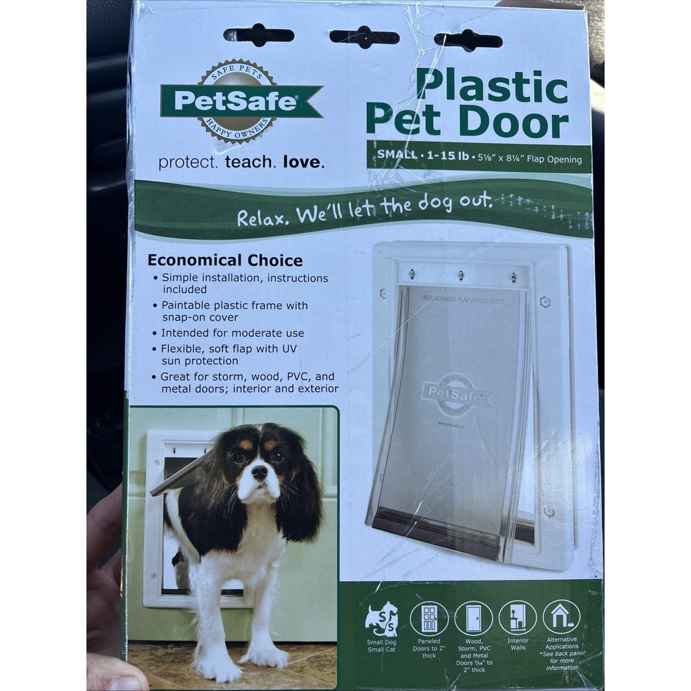 Petsafe Pet Door Small Pets To 15 Lbs. 5-1/8 In. X 7-5/8 White Plastic BOX